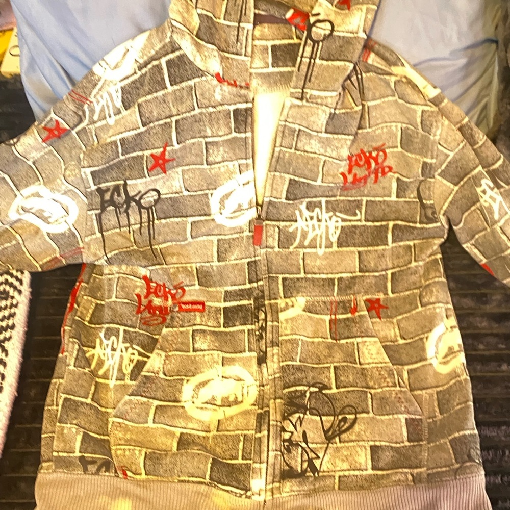 Ecko Unlimited Gray Brick Pattern Hoodie